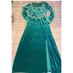 DreamWorks Shrek Women Green Fiona Costume Dress Velvet Cosplay, Size M